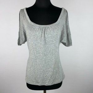 Ann Taylor LOFT S Gray Keyhole Tie Back Top Soft Tencel Lyocell Blend